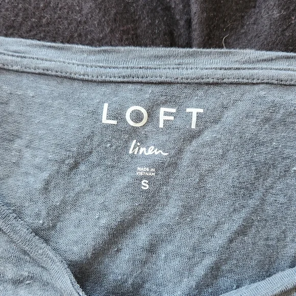 LOFT Light Blue 100% Linen Tee - Picture 3 of 4